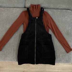 Black overall mini dress